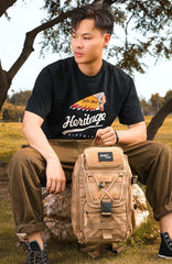 Khaki Tactical Canvas Large Sling Bag For Men