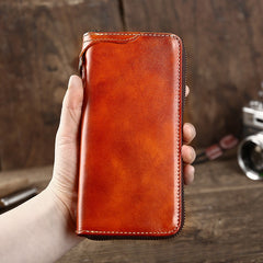 wallet on chain​ Leather Biker Wallet Leather Biker Chain Wallet Mens Vintage Biker Long Zip Wallet for Men