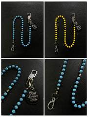 Beaded Wallet Chain Blue Lavastone Beaded Pants Chain Bead Wallet Chain - iChainWallets