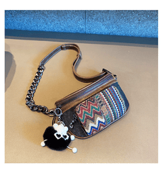 Boho Sling Bag Boho Crossbody Bag Embroidery Canvas Small Waist Bag Boho Shoulder Bag - Feltify