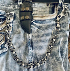 Silver Mens Skull Wallet Chain Cool Skull Wallet Chains Badass Skull Pants Chains For Men