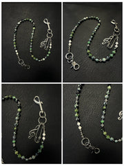 Green Stone Bead Wallet Chain Long Green Beaded Wallet Chain - iChainWallets