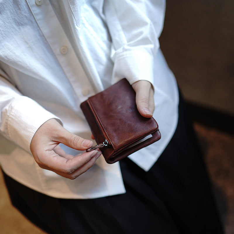 Cute Green Leather Womens Billfold Wallet Classic Vertical Small Wallet For Women