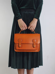 Womens Green Leather Satchel Crossbody Bag Handmade School Handbag Shoulder Bag for Ladies