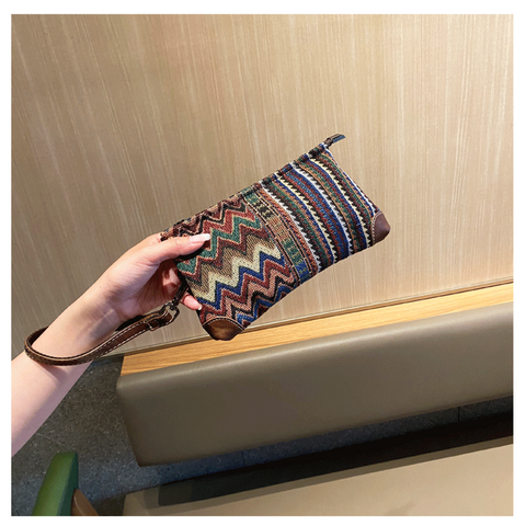 Bohemian Canvas Small Shoulder Chain Bag Clutch Boho Embroidery Canvas Small Chain Crossbody Bag - Feltify