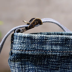 Blue Small Denim Crossbody Bag for Men Small Messnger Bag Womens Jeans Shoulder Bag - Feltify