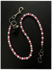 Long Ball Pants Chain Pink Ball Wallet Chain Women Beaded Wallet Chain Pearl Bead Wallet Chain - iChainWallets