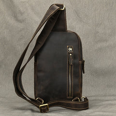 mens backpack one strap Brown Leather Men's Sling Bag Sling Pack Leather Chest Bag One Strap Backpack For Men