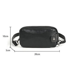 Black Small Chest Bag Leather - iwalletsmen