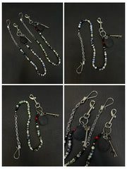 Blue Ball Pants Chain Ball Wallet Chain Stone Beaded Wallet Chain Long Bead Wallet Chain - iChainWallets