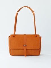 Womens Brown Leather Shoulder Purse Vintage Flip Commuting Bag for Ladies