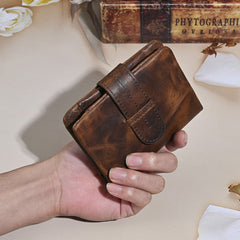 Brown Leather Wallet with Buckle for Men 