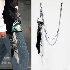 Blue&Red Paisley Bandana Trousers Chain Pants Chain Biker Kerchief Headscarf Jeans Chains