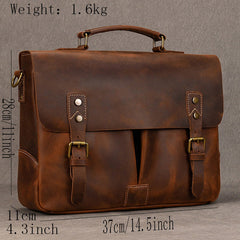Classic Brown Leather 14 inches Laptop Briefcase - iwalletsmen