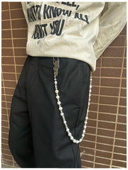 White Beaded Wallet Chain Turquoise Stone Bead Wallet Chain - iChainWallets