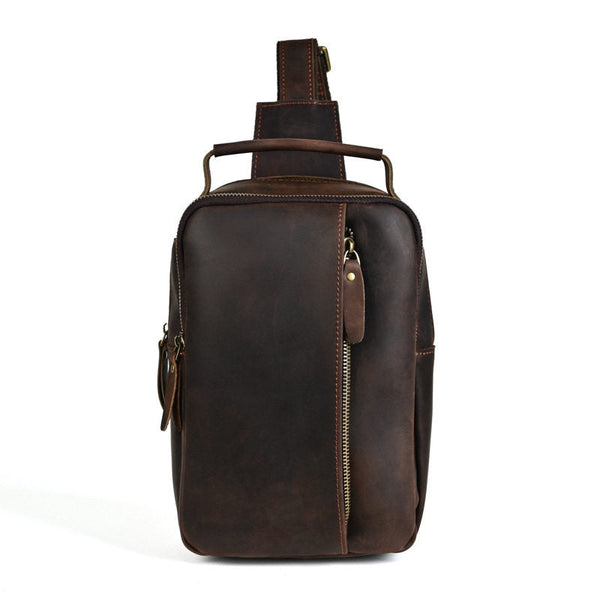 Brown Leather Sling Bag for Men