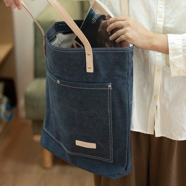 Vertical Tote Bag Denim Tote Handbags Blue Jean Tote Bag