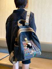 Boho Embroidery Large Canvas Backpack Bohemian Embroidery Canvas Backpack - Feltify