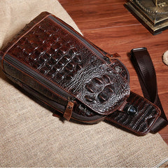 best men's sling bag Cool Leather Sling Bag Mens One Shoulder Backpacks Sling Crossbody Backpack For Men