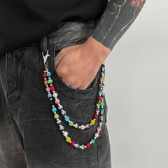 Colorful Diamond Womens Double Wallet Chain Ball Wallet Chain - iChainWallets