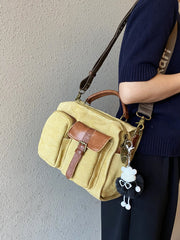 Green Canvas Convertible Messenger Bag Backpack Canvas Convertible Crossbody Bag Canvas Handbag - Feltify