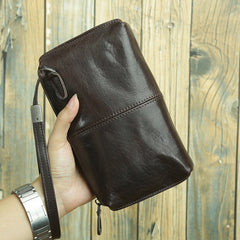 Coffee Wristlet Clutch Wallet for Men Mens Clutch Leather Wallet - iwalletsmen