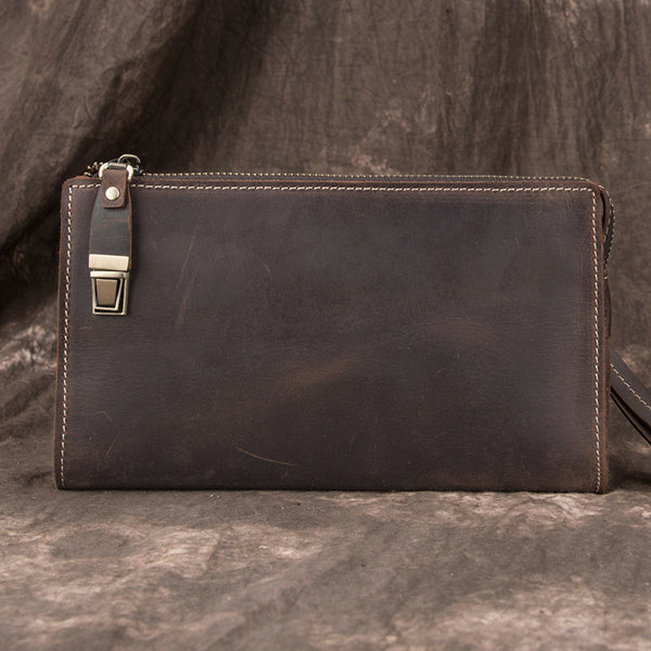 Handmade clutch long wallet leather men phone clutch vintage wallet for men