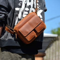 Brown Mens Small Leather Crossbody Bag - iwalletsmen
