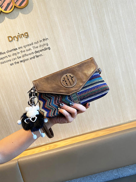 Boho Style Canvas Clutch Purse Canvas Boho Chain Shoulder Bag Embroidery Canvas DENIM00801010