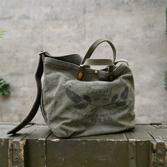 Army Green Tote Handbag Canvas Tote Bag Green Distressed Canvas Tote Shoulder Bag - Feltify
