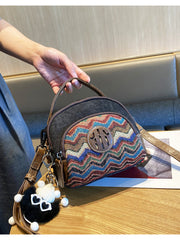 Embroidery Canvas Small Boho Crossbody Bag Boho Canvas Small Round Handbag Shoulder Bag - Feltify