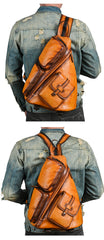 Leather Large Sling Bag for Big Guys