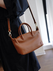 Classic Brown Leather Small Work Handbag Women Large Work Shoulder Bag for Women