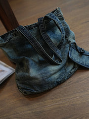Large Denim Tote Denim Shoulder Bags Blue Jean Shoulder Bag Large Jean Tote Bag - Feltify