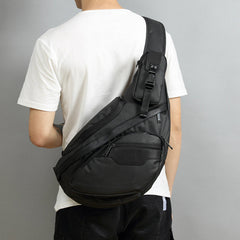 Sling Bag for Big Man - Black Large Sling Backpack - Large Sling Bag for Big Guys