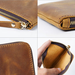 Small L Zip Wallet Women Leather Mini Zip Wallet L Shape Zipper wallet for Men - iwalletsmen