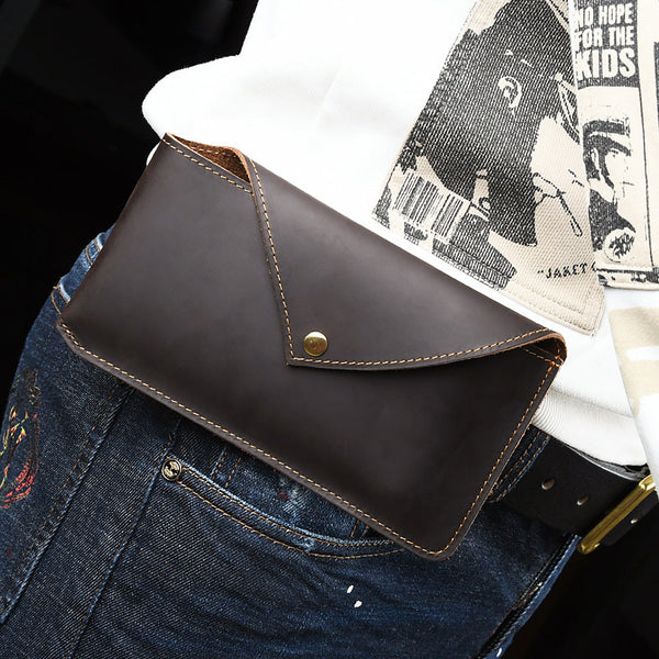 Leather Phone Holster for Belt Mens Leather Belt Bag Pouch Bag Leather Cell Phone Holster with Belt Loop - iwalletsmen
