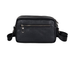 Mens Black Leather Crossbody Bag 