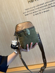 Green Canvas Vertical Shoulder Bag Canvas Crossbody Bag Phone Bag for Women - Feltify