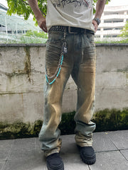 Cyan Blue Ball Wallet Chain Double Wallet Chain Beaded Pants Chain Double Pants Chain - iChainWallets