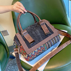Boho Handbag Boho Crossbody Bag Black Gray Canvas Ladies Handbags Canvas Boho Shoulder Bag - Feltify