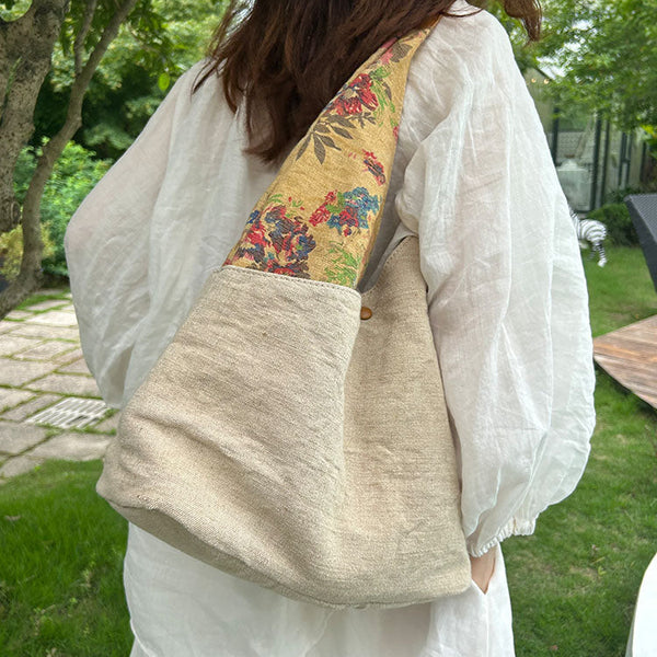 Womens Cotton&Linen Tote Handbags Women Handmade China - Open Interior