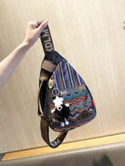 Womens Boho Sling Bag Canvas Embroidery Sling Backpack Canvas Crossbody Backpack - Feltify