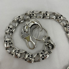 Silver Mens Skull Wallet Chain Cool Skull Wallet Chains Badass Skull Pants Chains For Men