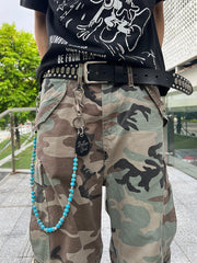 Blue Green Ball Wallet Chain Ball Pants Chain Turquoise Stone Beaded Wallet Chain Bead Wallet Chain - iChainWallets