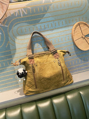 Canvas Large Shoulder Bag Canvas Handbag Green Canvas Crossbody Bag - Feltify