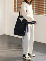 Women Blue Denim Shopper Tote Bags Denim Large Tote Shoulder Bag Handbag for Men - EverHandmade