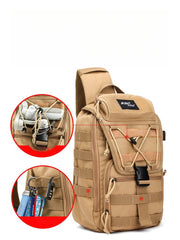 Khaki Tactical Canvas Large Sling Bag For Men