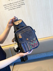 Canvas Embroidery Boho Crossbody Bag Womens Boho Sling Bag Canvas Crossbody Backpack - Feltify