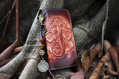 brown Handmade leather Geneisha biker wallet 